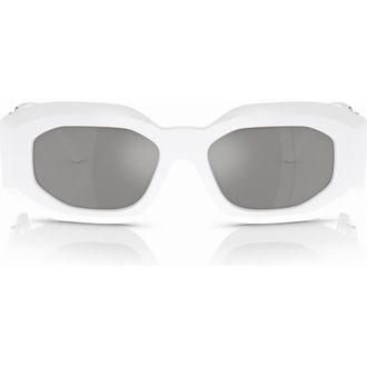 Versace 53mm Irregular Sunglasses in Silver Mirror at Nordstrom