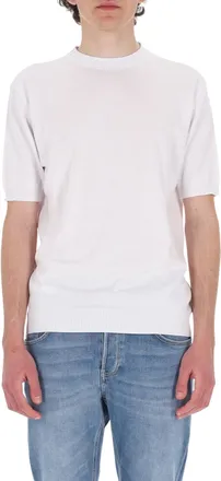 Barba White Cotton Knit T-Shirt