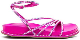 Le Silla crystal-embelished sandals - women - Fabric/Calf Leather/Rubber - 35 - Pink