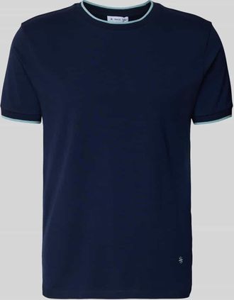 Manuel Ritz T-Shirt mit Rundhalsausschnitt und Kontraststreifen in Marine, Gr&ouml;&szlig;e XXL