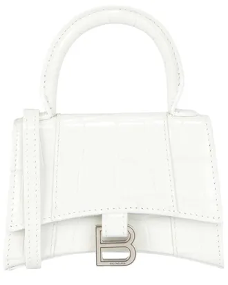 Balenciaga Hourglass Xs Crocodile Embossed Leather Top Handle Bag