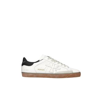 Premiata Sneakers, male, White, Size: 8 US White Leather Sneakers with Logo Detail
