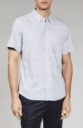 7 Diamonds Fontaine Floral Print Short Sleeve Button-Up Shirt in Light Blue at Nordstrom, Size Xx-Large