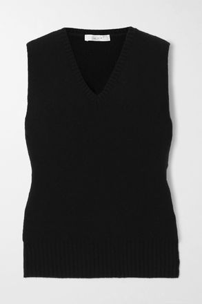 The Row Gilet In Misto Cashmere Comi - Nero