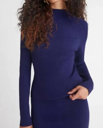 525 america Haley Rib Mockneck Pullover In Indigo