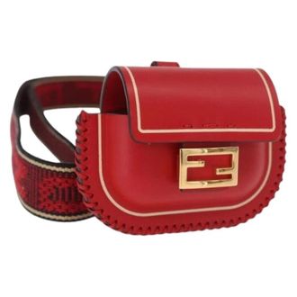 Fendi Pre-owned Earphone Case - Dames - Pre-owned - Rood - Maat: ONE Size Leer