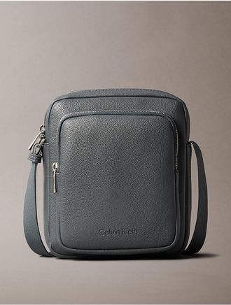 Calvin Klein Mens Micro Pebble Reporter Bag - Grey