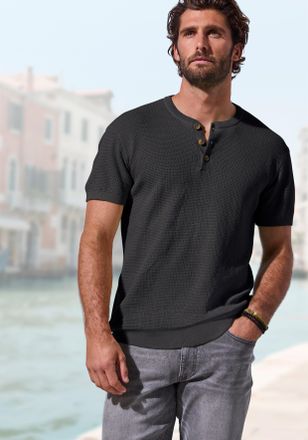 John Devin Henleyshirt JOHN DEVIN - Strickshirt, Herren, Gr. XXL, anthra, Strick, Obermaterial: 100% Baumwolle, regular fit normal, Rundhals, Rippstrickb&uuml;ndchen,