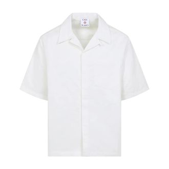 Casablanca Monogram Short Sleeve Shirt - Heren - Korte mouwen Overhemden - Wit - M - Katoen - Overhemden