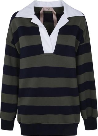 N&deg;21 Polo Hals Sweatshirt - Dames - Sweatshirts - Veelkleurig - XS - Katoen - Hoodies & sweatvesten