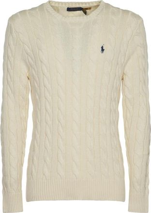 Polo Ralph Lauren Kabeltrui - Heren - Ronde hals truien - Beige - L - Katoen - Truien & Vesten