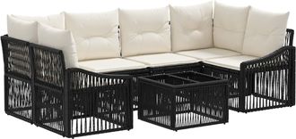 vidaXL Conjunto De Sof&aacute;s De Jard&iacute;n 7 Uds. Negro Rat&aacute;n Sint&eacute;tico Vidaxl
