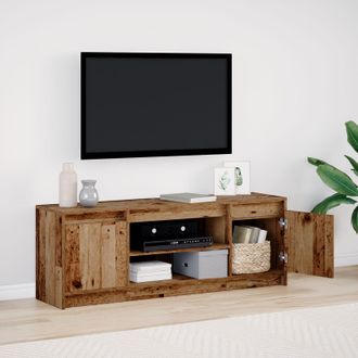 Berkfield Home TV Cabinet with LED - Old Wood, 139.5x34x50 cm, Made from Engineered Wood in Brown | Size: 139.5x34x50 cm
