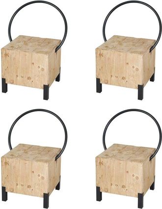 Hhg Hhg - Nunca Usado] Juego De 4 Sillas De Comedor 601, Taburete Silla De Visita, Metal Industrial Madera Maciza Certificado Mvg, Natural