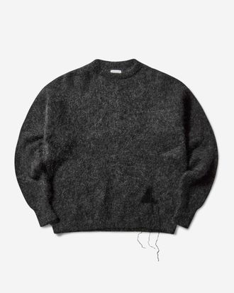 Roa Men s Dropstitch Mohair Knit Crewneck Sweater Anthracite