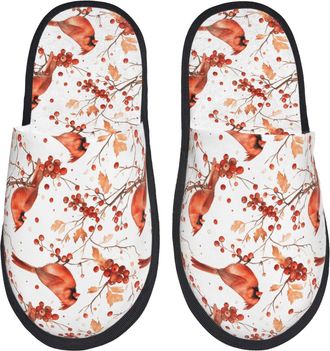 Generic Women Men House Slippers Branch Cardinal Print Ladies House Slippers Casual Winter WomenS Slipper, For Hotel, Travel, Home, L