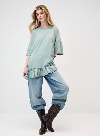 Twik Womens Ruffled slub oversized T-shirt