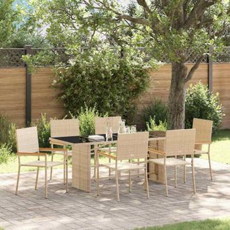 vidaXL Conjunto De Comedor De Jard&iacute;n 7 Pcs Beige Rat&aacute;n Sint&eacute;tico Vidaxl