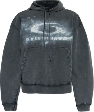 Balenciaga Washed Crayon Loop Oversized Hoodie - Heren - Hoodies - Grijs - S - Rayon - Hoodies & sweatvesten