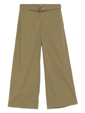 Liu Jo Cotton Trousers In Green With Waist Belt