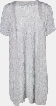 Moschino Jeans Silver Lurex Knit Open Front Cardigan