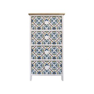Mobili Rebecca Mobili Rebecca - Rebecca Mobili C&oacute;moda 4 Cajones Madera May&oacute;lica Blanco Claro Azul 76x40x30