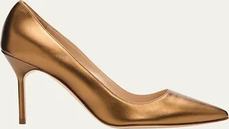 Manolo Blahnik 90mm BB Metallic Leather Pumps