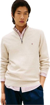 Tommy Hilfiger Heren Ritssluiting Regular Trui (Havermelk)