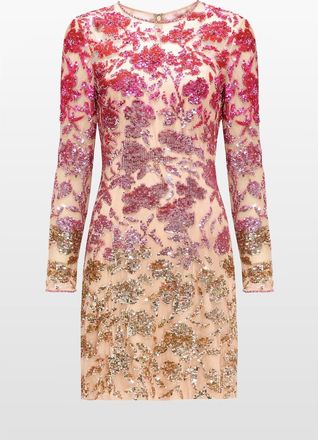 Jenny Packham Jazz Sequin-Embellished Floral-Pattern Mini Dress in Morganite at Nordstrom, Size 10 Uk