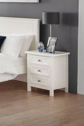 Julian Bowen Maine 3 Drawer Bedside Table in Off-White