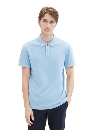 Tom Tailor Poloshirt TOM TAILOR, Herren, Gr. XXL, blau (washed out middle blau), Jersey, Obermaterial: 100% Baumwolle, unifarben, regular fit Po-bedeckend, ohne 