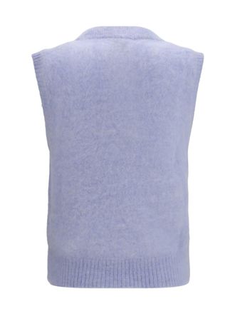 Ganni Brushed Alpaca Intarsia Vest - Blue