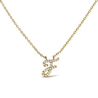 House of Brilliance 10K Gold Diamond Accent A-Z Initial Script Style Pendant Necklace in Yellow | F at Nordstrom