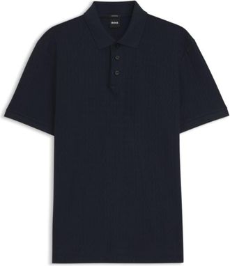 BOSS Geometric-jacquard polo shirt in cotton