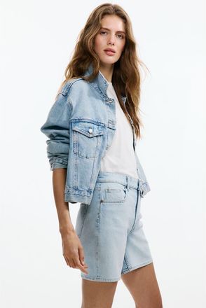 H&M High-waisted Denim Shorts in Light Denim Blue at Nordstrom, Size 12