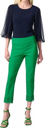 Joseph Ribkoff Slim Cropped Lace Trouser In Green