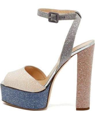 Giuseppe Zanotti Lavinia glitter platform heeled sandals - Neutrals
