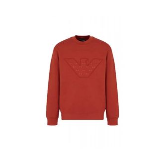 Emporio Armani Hoodies & sweatvesten, Heren, Bruin, M, Katoen, Sweatshirt met ronde hals