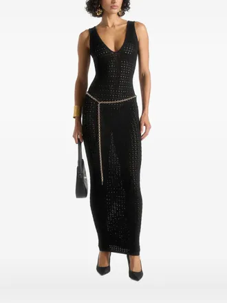 Manière De Voir pointelle open-back maxi dress - Black