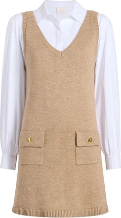 Cinq à Sept Abito corto Vivianne con scollo a V - Toni neutri