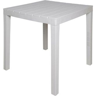 Dmora Tavolo da esterno Vo, Ripiano quadrato da giardino, Tavolino fisso indoor e outdoor, 100% Made in Italy, 100% Made in Italy, 78x78h72 cm, Bianco