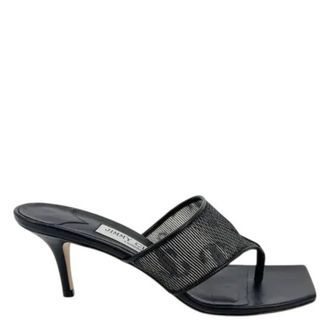 Jimmy Choo London Zenoba 65 Logo Mesh Sandals, Brand Size 37.5 ( US Size 7.5 )