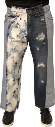 Dolce & Gabbana Multicolor Patchwork Straight Denim Jeans - Heren - Regular Fit Jeans - Veelkleurig - S - Denim - Jeans