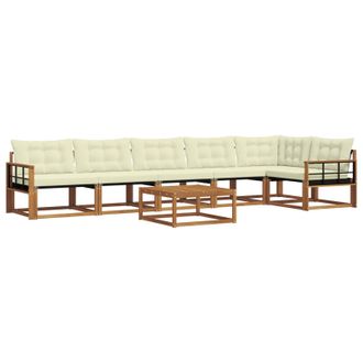 vidaXL Conjunto De Sof&aacute;s De Exterior Con Coj&iacute;n 7 Pcs Natural Y Crema Vidaxl