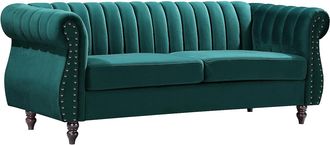 Vente-Unique Sofá chesterfield de 3 plazas de terciopelo verde esmeralda TRUMBO