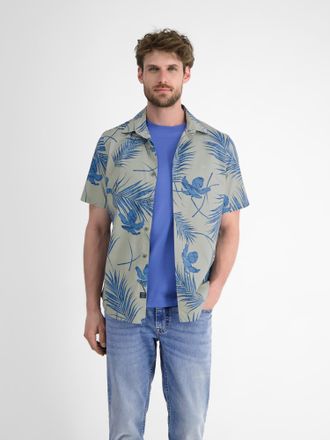 Lerros Kurzarmhemd LERROS LERROS Kurz&auml;rmeliges Herrenhemd, Hawaiian-Style, Herren, Gr. XL, Normalgr&ouml;ssen, grau (tinted grau), 100% Baumwolle, Hemden Kurzarmh