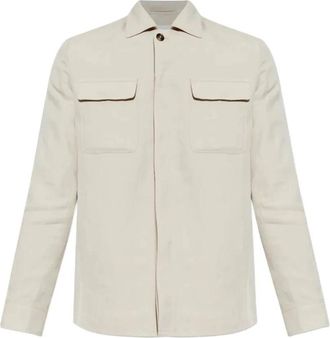 Eleventy 2-Pocket Over-Shirt Jacket - Heren - Casual Overhemden - Beige - 3XL - Wol - Overhemden