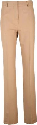 Sportmax Hoge taille Mora broek met rits - Dames - Straight fit broeken - Bruin - S - Wol - Broeken