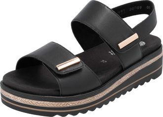 Remonte Keilsandalette REMONTE, Damen, Gr. 36, schwarz, Leder, unifarben, Schuhe Keilsandalette, Riemchensandale, Bequemschuh mit Schmuckelementen