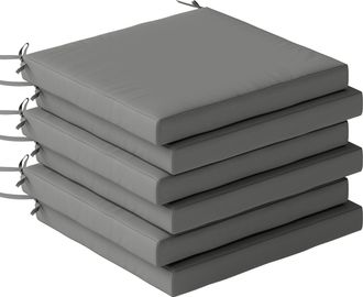 OUTSUNNY Juego De Cojines Para Sillas De Comedor 46x42x7 Cm 6 Piezas Cojines Para Sillas De Jard&iacute;n Con Funda Lavable Y Lazos Impermeable Anti-uv Gris